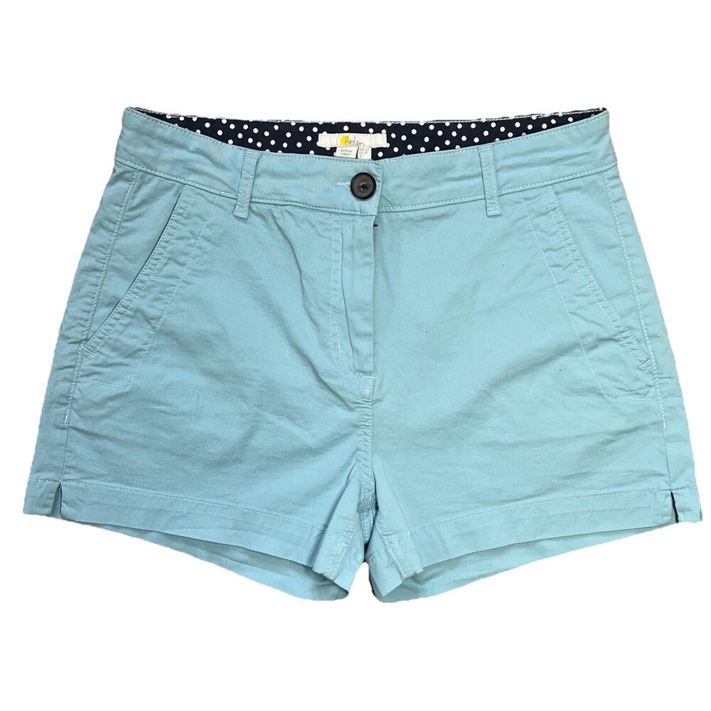 Boden Womens Chino Shorts Sz 8 Inseam 3” Light Blue Flat Front Pockets Preppy